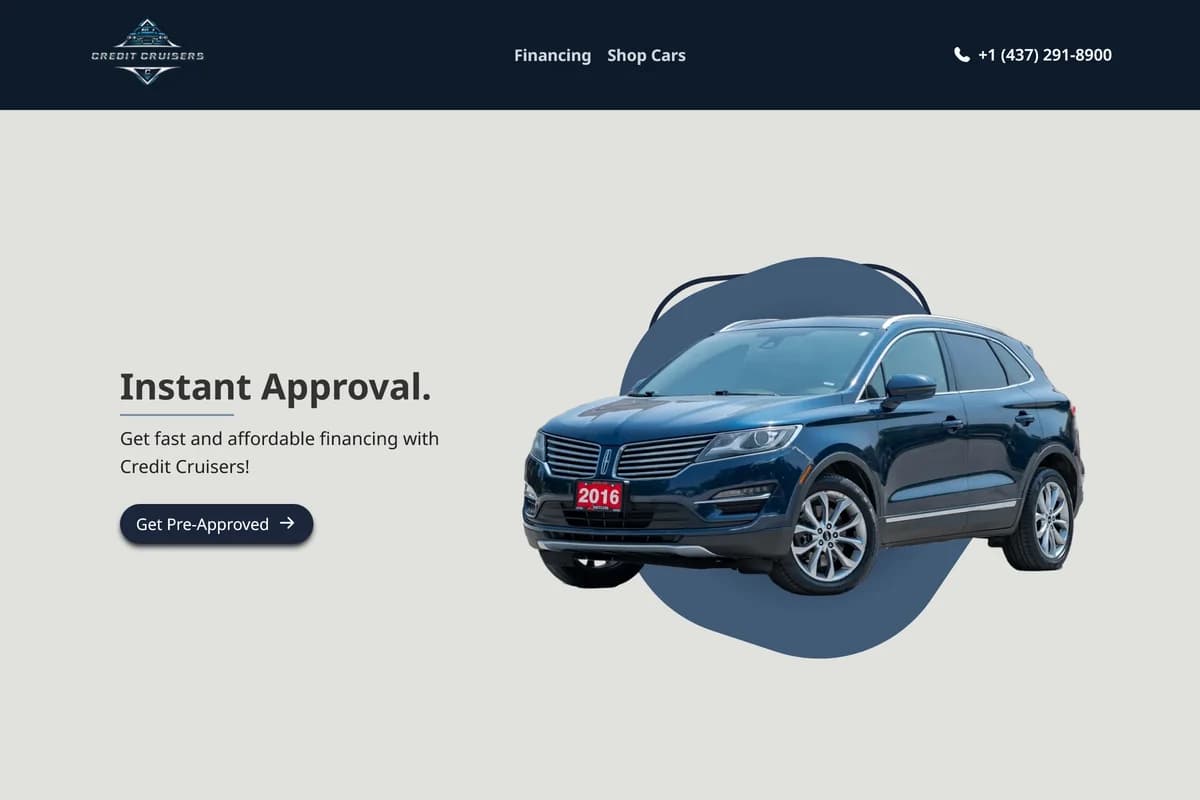 Credit cruisers landing page screenshot
